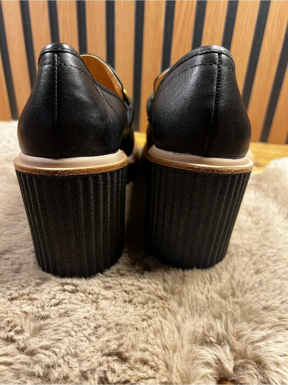 Dolce Vita Brenan Black Leather Platform Wedge Loafer size 10